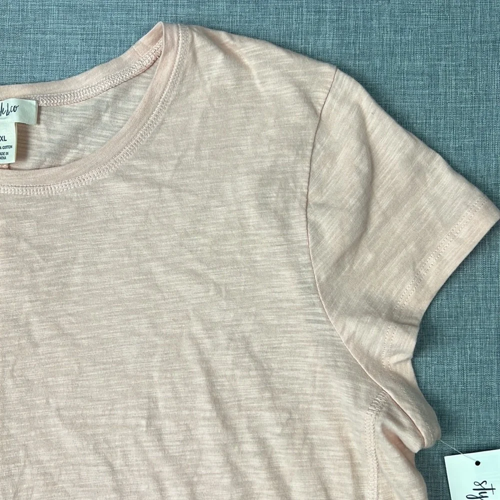 Style & Co Blush Pink Handkerchief Hem Short Sleeve Top Size XL - Picture 3 of 5